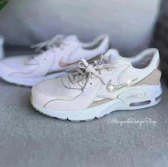 Bling Nike Air Max Excee Womens Pink Sneakers Shoes Made with Swarovski Crystals - Picture 3 of 8